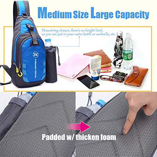 Peicees Chest Crossbody Sling Backpack Bag Travel Bike Gym Daypack for Women Men - color: Black