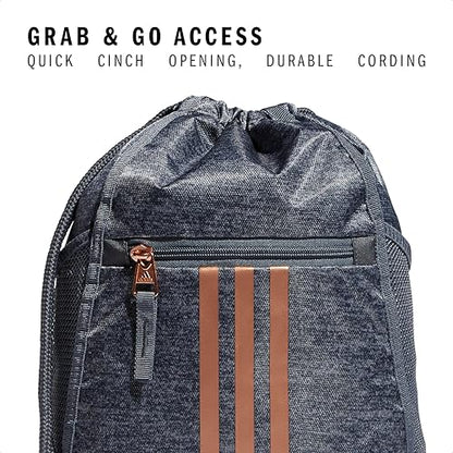 adidas Alliance Sackpack – Drawstring Backpack for Sports, Small Gym Bag, Jersey Onix Grey/Rose Gold/2, OSFA - color: Jersey Onix Grey/Rose Gold/2