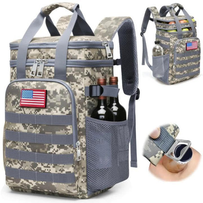Fathers Day Gift-Tactical Backpack Cooler,Large Cooler Backpack Lunch Box for Men Adults Work with Handle,Insulated Soft Thermal Bag - color: Camo-grey