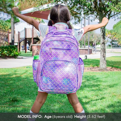 mibasies Girls Backpack: Large Kids Backpack Girls for Elementary School with Laptop Compartment - Mermaid Tail - color: Mermaid Tail, style: School-17"h