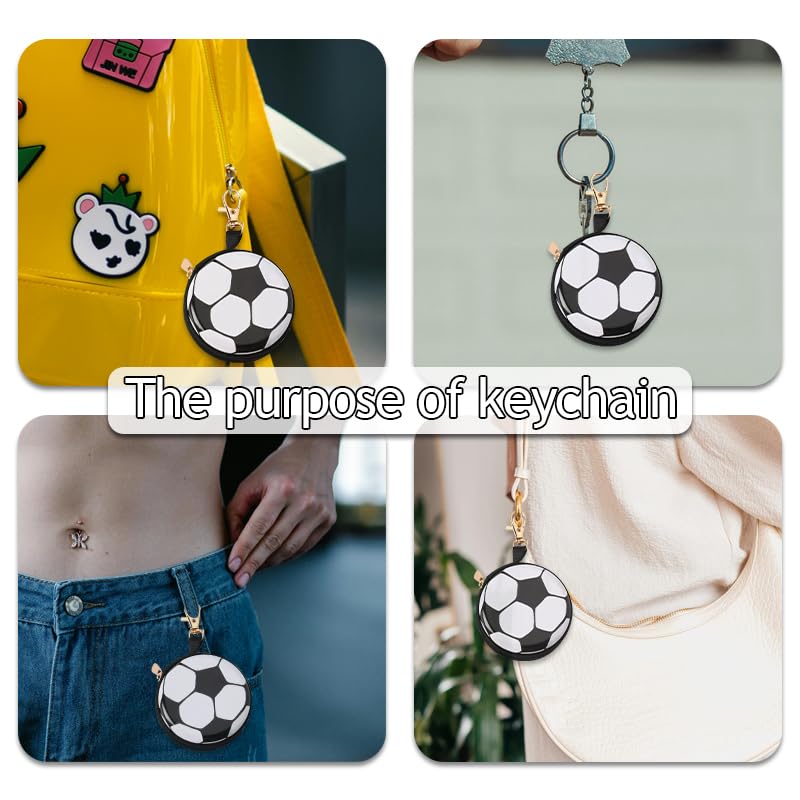 YALLNASL Soccer Basketball Volleyball Baseball Storage Bag Wallet Organizer Coin Pouch Keychain Case for Earplugs Earbuds Earphone - color: Soccer Keychain