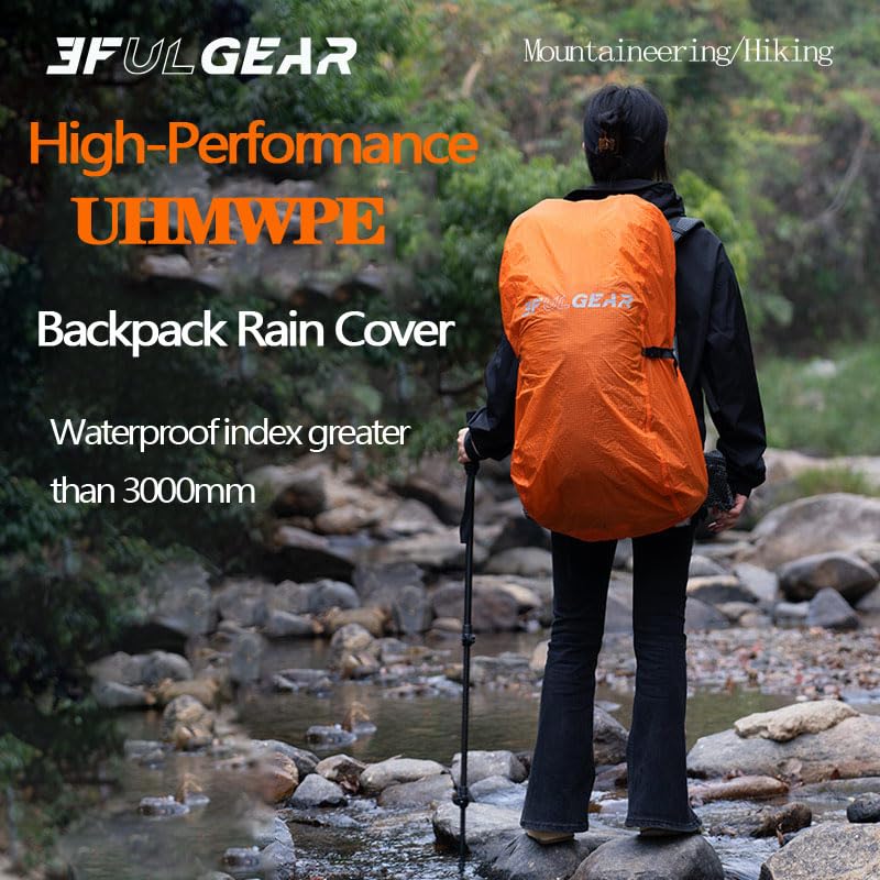 3F 20-85L backpack rain cover, waterproof, dustproof, wear-resistant, tear resistant outdoor hiking backpack cover (orange-L) - color: Orange-l