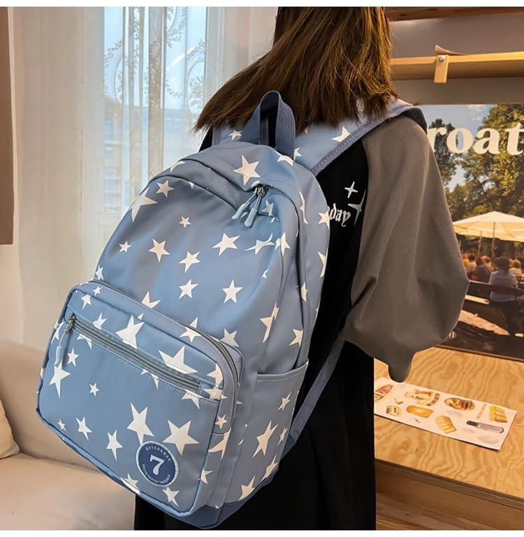 Large Travel Backpack for Women Durable Nylon Hiking Backpack Laptop Bookbag Daypack (Blue) - color: Blue