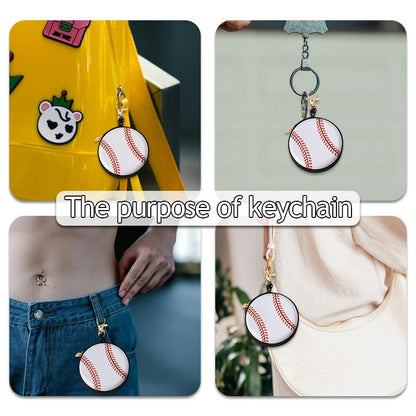 YALLNASL Soccer Basketball Volleyball Baseball Storage Bag Wallet Organizer Coin Pouch Keychain Case for Earplugs Earbuds Earphone - color: Baseball Keychain