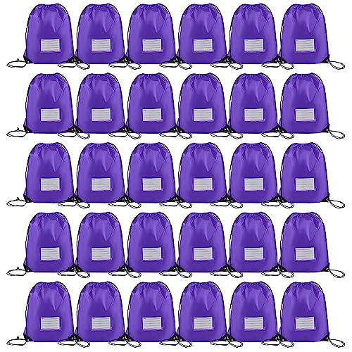CODOBON 30 Pack Drawstring Bags,Bulk Draw String Backpack, DIY Gym Sports Cinch Bag Sackpack for Women Men, Purple - color: Purple