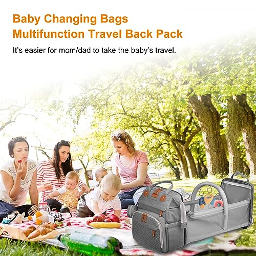 Astro alan Baby Diaper Bag with Changing Station, Waterproof Diaper Bag Backpack for Moms Dads with USB Charging Port, Baby Shower Gifts, Large Capacity diaper backpack, Grey - color: Grey