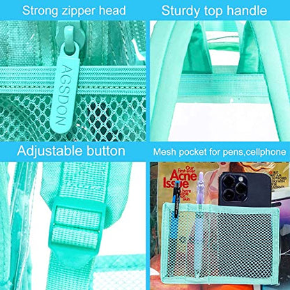 gxtvo Clear Backpack, Heavy Duty Transparent Bookbag, See Through Backpacks for Women Men | Heavy Duty - color: Green