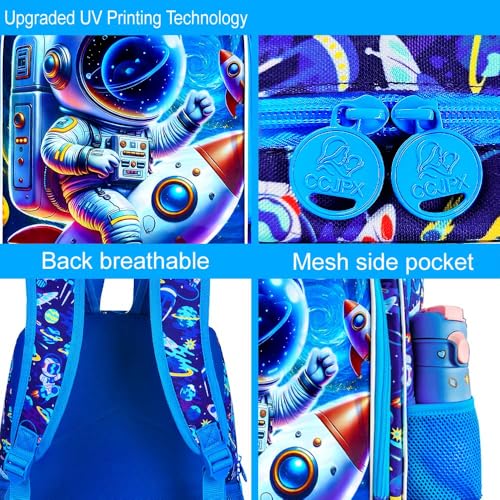 16" Space Backpack for Boys, 3Pcs Astronauts Bookbag with Lunch Box, Kids School Backpacks Set for Elementary Preschool Kindergarten (Blue) - color: Astronaut Blue