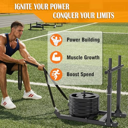 GanFindX Weight Sled, Workout Sled, Fitness Strength Training Sled for Athletic Exercise and Speed Improvement, Suitable for 1" and 2" Weight Plates - color: H-Bar Black