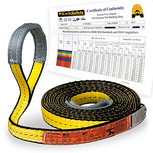 KwikSafety - Charlotte, NC - Mighty Sumo 1”x 12’ Poly Web Sling Lifting Strap Construction ASME OSHA / 3200lbs Vertical 2550lbs Choker 6400lbs Basket/Rigging Moving Towing Hoisting Gear - color: FLAT, size: 1"x12' | 3200 lbs