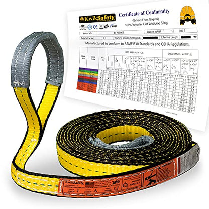 KwikSafety - Charlotte, NC - Mighty Sumo 1”x 12’ Poly Web Sling Lifting Strap Construction ASME OSHA / 3200lbs Vertical 2550lbs Choker 6400lbs Basket/Rigging Moving Towing Hoisting Gear - color: FLAT, size: 1"x12' | 3200 lbs