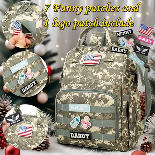 Diaper Bag Backpack for Dad and Mom with USB Charging Port Stroller Straps and Insulated Pocket,army military Travel Nappy Backpack for Daddy/Mommy (Camo) - color: Camo