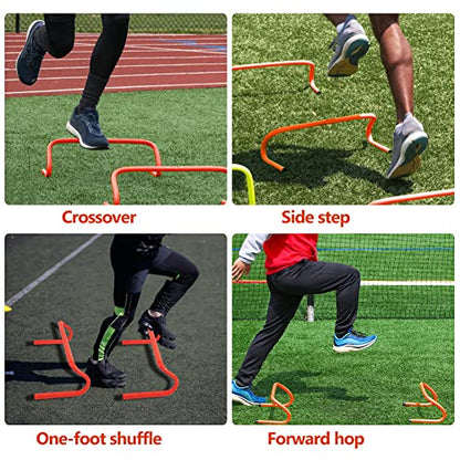 Speed & Agility Ladder Training Equipment Set, Includes 12 Rung 20ft Agility Ladder, 4 Agility Hurdles,12 Disc Cones, 1 Resistance Parachute for Training Football Soccer Basketball Athletes - color: green