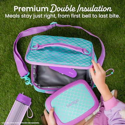 Bentgo Kids Lunch Bag - Durable, Double-Insulated Lunch Bag for Kids 3+; Holds Lunch Box, Water Bottle, & Snacks; Easy-Clean Water-Resistant Fabric & Multiple Zippered Pockets (Mermaid) - color: Mermaid