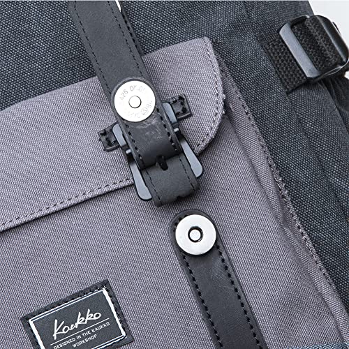 KAUKKO Laptop Outdoor Backpack Traveling Daypack Hiking Rucksack Large Capacity Bag Fits 15.6" (E5-1BG) - color: E5-1canvas Blackgrey