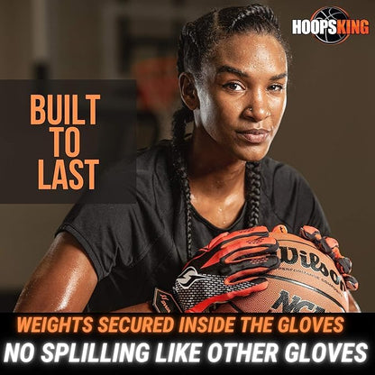 HOOPSKING Hoop Handz Basketball Weighted Training Gloves (Anti-Grip), Over 3 lbs. Per Pair, More Powerful Dribbling - size: Adult Large