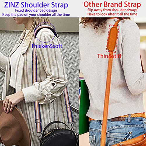 ZINZ Bag Shoulder Strap, Padded Adjustable Shoulder Strap Replacement - color: Blue Gold, size: 57"