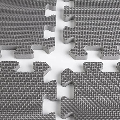Xspec 3/8" Thick 100 sq. ft. (25 pcs) Gym EVA Foam Floor Mats (24" x 24") | T Pattern, Charcoal Grey - style: T Pattern-Grey