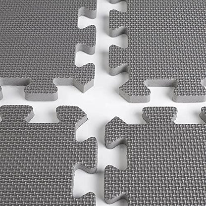 Xspec 3/8" Thick 100 sq. ft. (25 pcs) Gym EVA Foam Floor Mats (24" x 24") | T Pattern, Charcoal Grey - style: T Pattern-Grey
