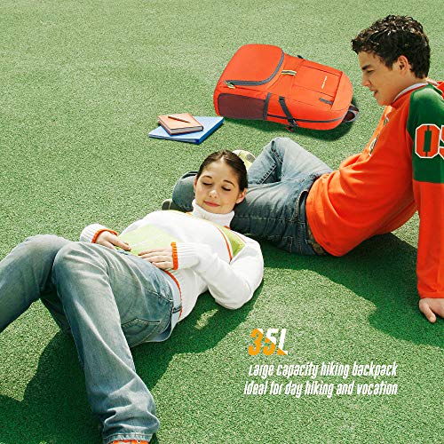 35L Lightweight Packable Backpack Waterproof Durable Hiking Travel Backpack Daypack - color: Orange