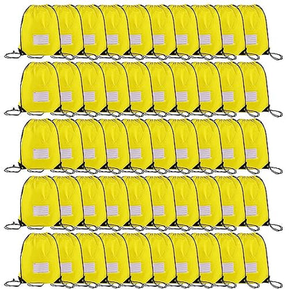 CODOBON 50 Pack Drawstring Bags,Bulk Draw String Backpack, DIY Gym Sports Cinch Bag Sackpack for Women Men, Yellow - color: Yellow