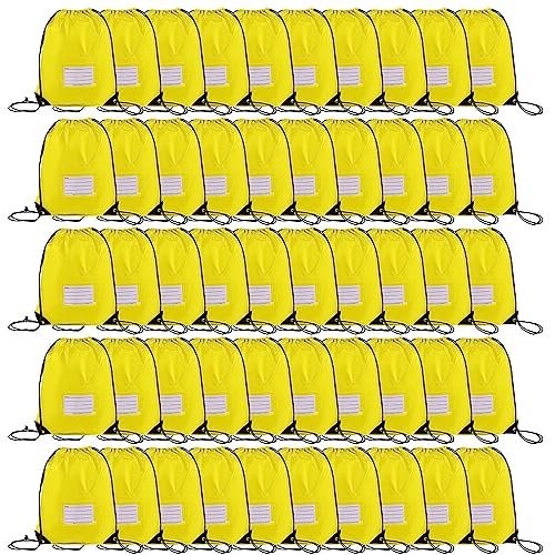 CODOBON 50 Pack Drawstring Bags,Bulk Draw String Backpack, DIY Gym Sports Cinch Bag Sackpack for Women Men, Yellow - color: Yellow