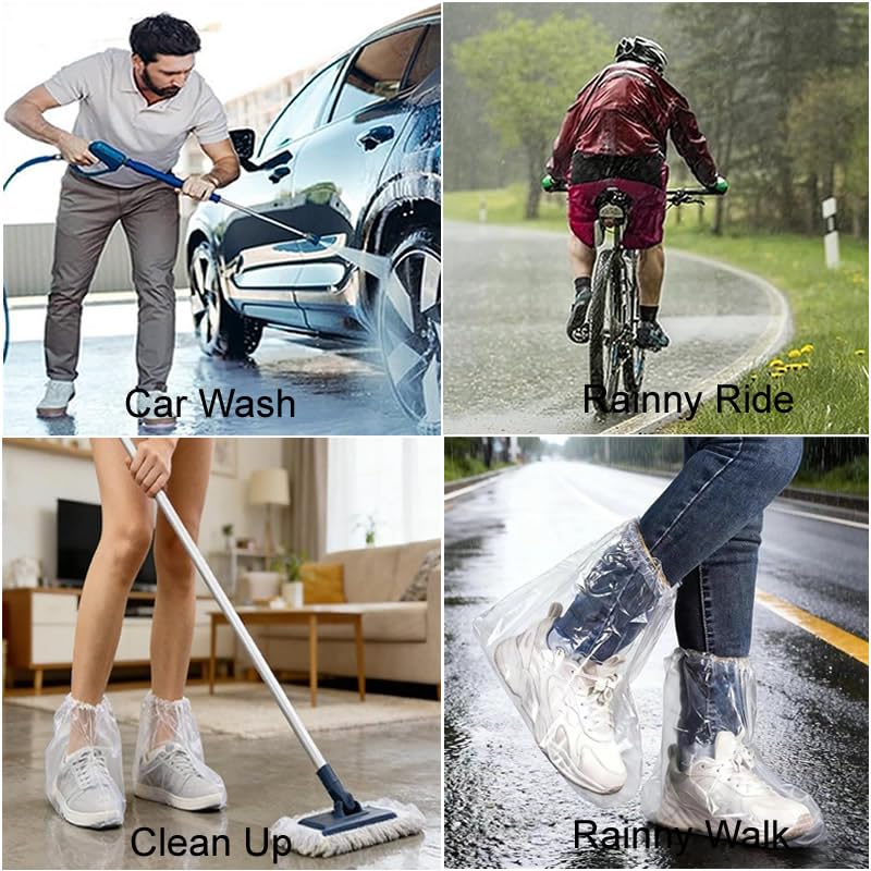 2026 New 10 Pairs Shoe Covers Boot Covers Plastic Disposable Waterproof Shoe Covers for Men and Women Rain Outdoor Indoors Overshoes (Transparent) - color: Transparent