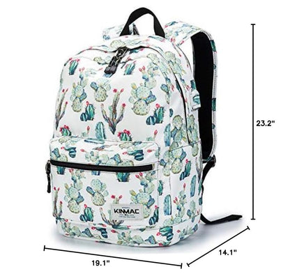 Kinmac Water Resistant Laptop Travel Outdoor Backpack with USB Charging Port for 13 inch 14 inch and 15.6 inch Laptop (Cacti) - color: Cactus