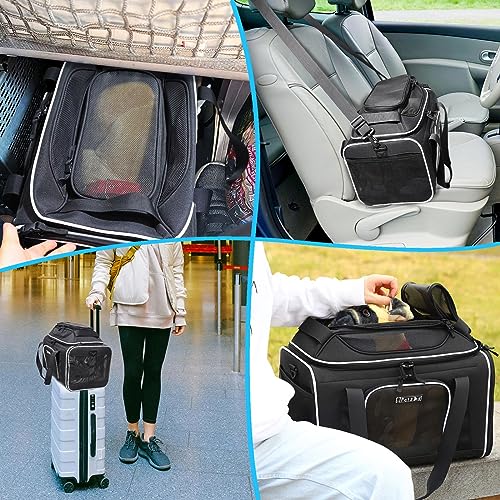 Petskd Top-Expandable Pet Carrier 18x13x9.5 Inches Southwest Airline Approved, Soft-Sided Carrier for Small Cats and Dogs with Locking Safety Zippers and Anti-Scratch Mesh(Black) - color: Black, size: 18.0"L x 13.0"W x 9.5"H