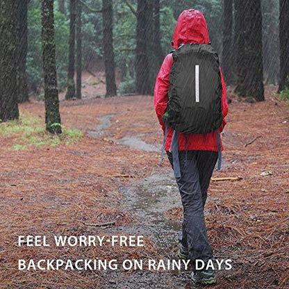Hi-Visibility Backpack Rain Cover with Reflective Strip 100% Waterproof Ultralight Backpack Cover, Storage Pouch, for Hiking, Camping, Biking, Outdoor, Traveling - color: Black 2 Pack