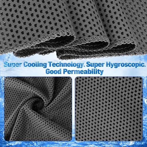 Honoson 20 Pcs12x25 Inch Cooling Hoodie Towel Bulk for Neck and Face 40x12 Inch Quick Dry Sweat Towels Instant Ice Cold Towel for Hot Weather Run Yoga Gym(Dark Gray,Dark Blue) - color: Dark Gray,dark Blue