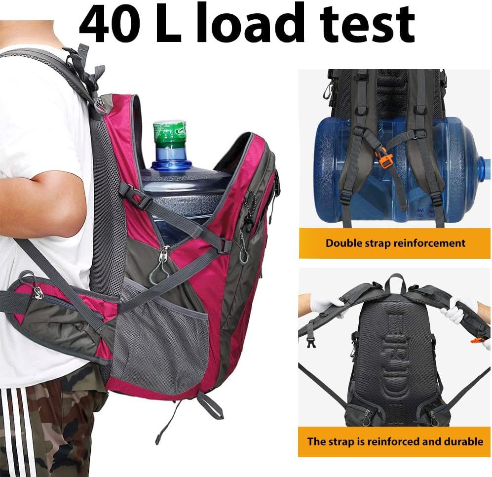 FENGDONG 40L Waterproof Lightweight Hiking,Camping,Travel Backpack for Men Women Red - color: A7- Red