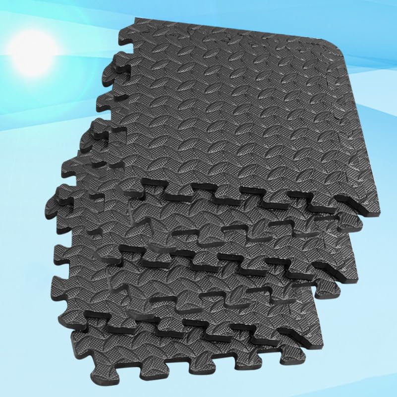 ibasenice Leaf Grain Gym Floor Mats 16 Pieces 11.81X11.81 Inch Eva Foam Interlocking Tiles Thick Cushioned Non-Slip Exercise Mats for Home Gym Yoga Dance
