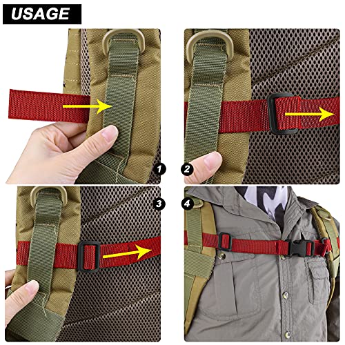 XTACER Backpack Chest Strap Adjustable Backpack Sternum Strap Chest Belt with Buckle (Pack of 4) - color: Red