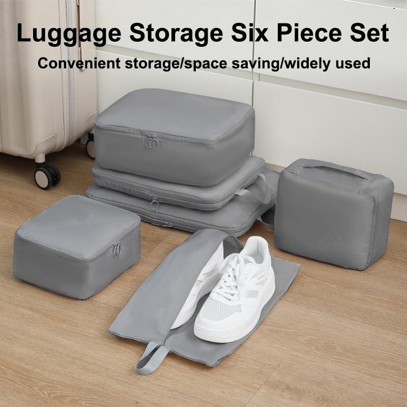 6 Set Packing Cubes Compression Bags for Travel, Waterproof Luggage Organizer, Travel Essentials for Cruise Vacation, Grey - color: Grey