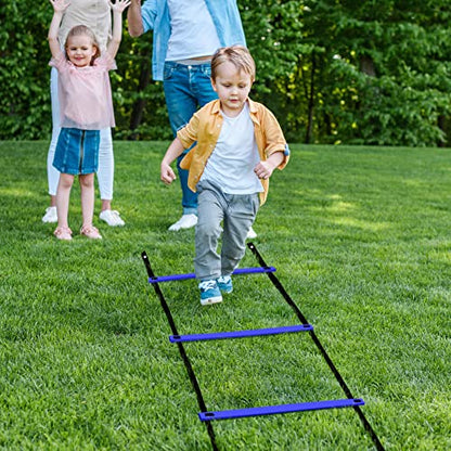 GHB Pro Agility Ladder 2 Pack Agility Training Ladder Speed 12 Rung 20ft with Carrying Bag (Green and Blue)