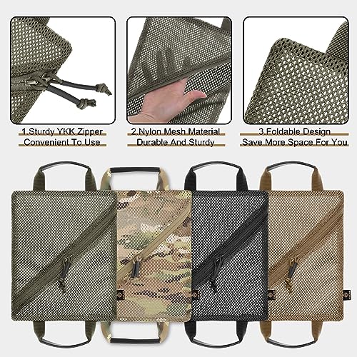 PETAC GEAR Tactical Storage Mesh Pouch Set,Insert Modular Utility Admin Pockets,Travel Organizer EDC Bag - color: Ranger Green