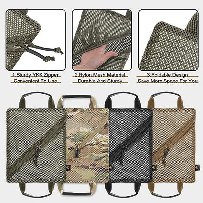 PETAC GEAR Tactical Storage Mesh Pouch Set,Insert Modular Utility Admin Pockets,Travel Organizer EDC Bag - color: Ranger Green
