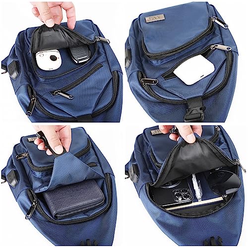 AMJ Crossbody Sling Bag Men Women, Casual Shoulder Backpack, Chest Daypack Satchel for Hiking Travel - color: Blue, size: Large