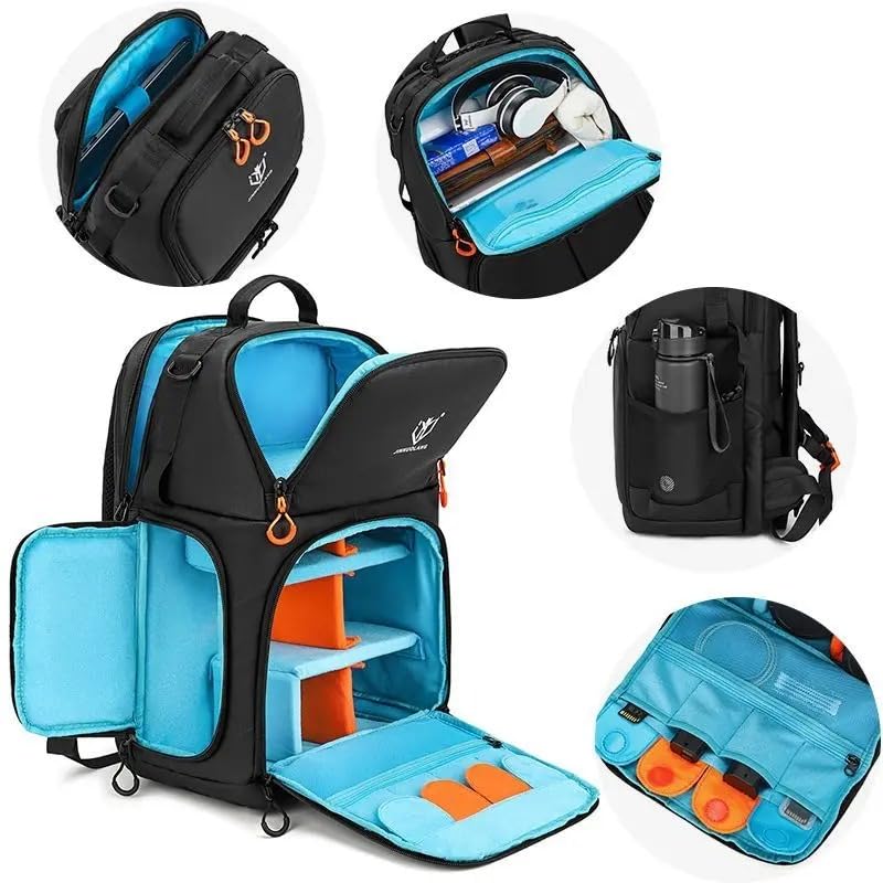 Camera Backpack, Large Capacity Outdoor DSLR Backpack, Compatible with 15.6-Inch Laptops, Canon and Nikon, Black - color: 9013-black