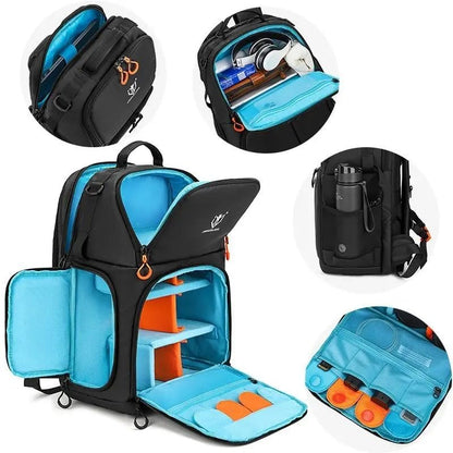 Camera Backpack, Large Capacity Outdoor DSLR Backpack, Compatible with 15.6-Inch Laptops, Canon and Nikon, Grey - color: 9013-grey
