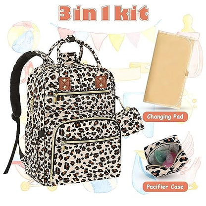 Tenot Baby Diaper Bag Backpack, Travel Diaper Bags for Baby Girl Boy Large Capacity Baby Bag Backpack for Women Leopard Print - color: Leopard