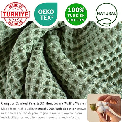 PÜSKÜL Natural 100% Turkish Cotton Waffle Bath Towels Set of 2-Piece | 32x63 inch Extra Large Absorbent Quick-Dry Lightweight Spa Towel | Luxury Sauna Accessories (Sage Green, Bath Towels - Pack of 2) - color: Sage Green