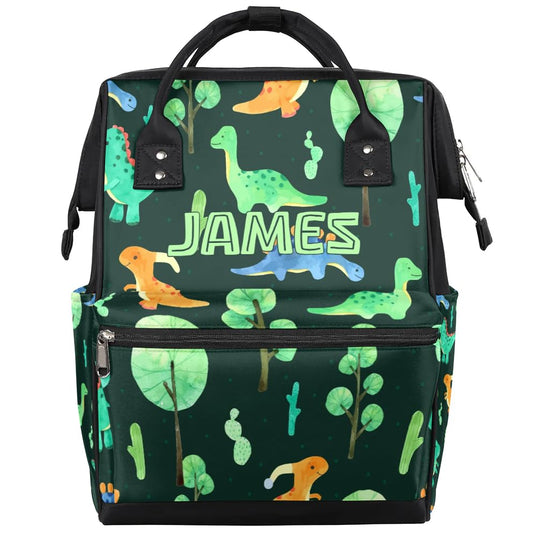 Custom-Baby-Boy-Backpack Dinosaur Nappy-Bag Personalized Diaper-Backpack for New Dad Mom Gifts Stroller Rucksack for Baby-Boys Waterproof Baby Mommy Bag 11x7x15.7 New Baby Bag - color: Color 1