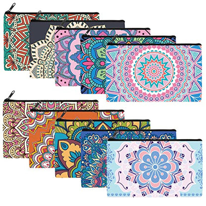 Reginary 20 Pcs Makeup Bags Gifts for Women Canvas Cosmetic Bags with Zipper Bulk Gift for Women Travel Purse Organizer Pouch Accessory, Toiletry Large Capacity, 7 x 4.3 Inch(Mandala) - style: Mandala