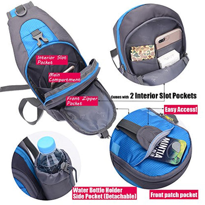 Peicees Chest Crossbody Sling Backpack Bag Travel Bike Gym Daypack for Women Men - color: Blue
