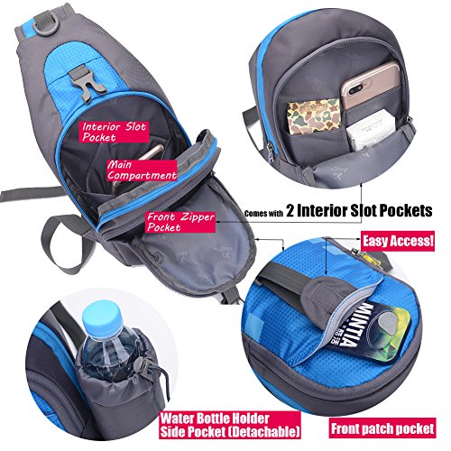 Peicees Chest Crossbody Sling Backpack Bag Travel Bike Gym Daypack for Women Men - color: Purple