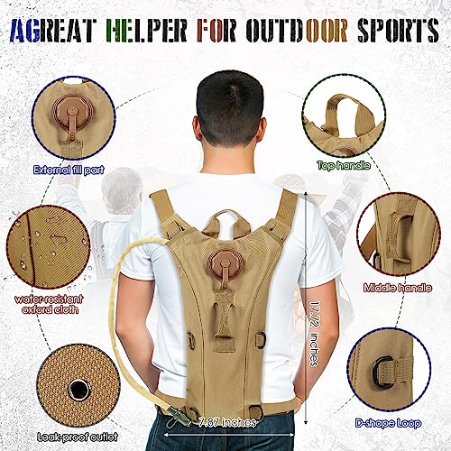 Sanwuta 2 Pcs Hydration Backpack with 3 Liter Water Bladder Tactical Lightweight 17.72 x 7.87 Inch Hydration Pack Backpack Water Backpack Hydration Bag Water Bag for Hiking Running - color: Khaki