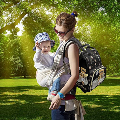 Artsadd Personalized Bear Diaper Bag Backpack for Baby Boys, Custom Name Large Capacity Multifunction Nappy Bags Mommy Waterproof Travel Daypack - color: Bear 11