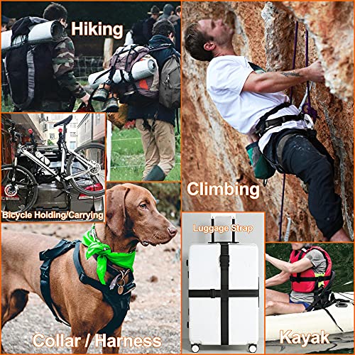 1" Straps and Buckles Set: 6 yard Nylon Webbing 1 inch (25 mm) Wide, 6 pack Side Release Buckle, 12 pcs Tri-Glide Sliders, Plastic Clip Quick Fastener Replacement Heavy Duty Dual Adjustable No Sew - size: 1" x 6 yd Strap + 6 pack Buckles